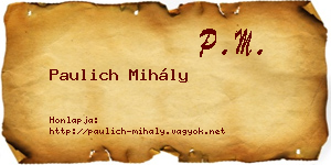 Paulich Mihály névjegykártya